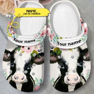 GAL2908302.jpg 3, Adults Lightweight Floral Dairy Cattle Custom Name Crocs