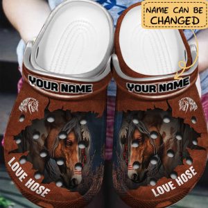 GCY1508301Custom_chay-ads.jpg, Beautiful Horse Custom Name Crocs, Beautiful, Brown, Kids