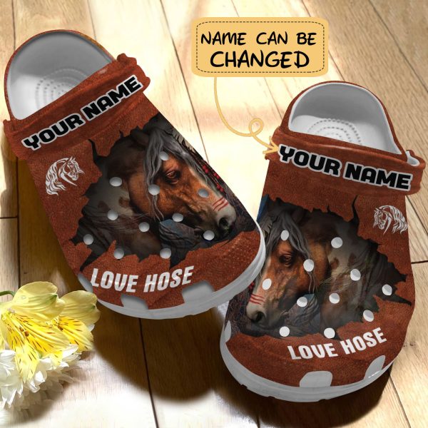 GCY1508301Custom crocs2.jp3, Beautiful Horse Custom Name Crocs, Beautiful, Brown, Kids