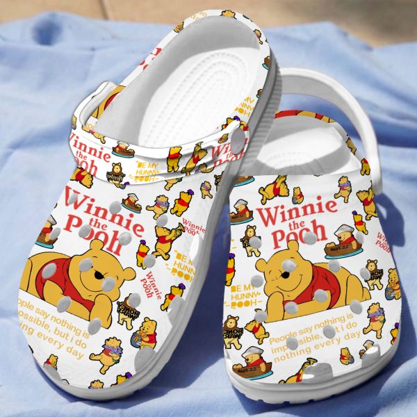 GMP22083014 mockup 01, Unisex White Winnie The Pooh Crocs Available For Adult And Kids, Adult, Classic, Kids, Unisex, White