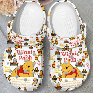 GMP22083014 mockup 03, Unisex White Winnie The Pooh Crocs Available For Adult And Kids, Adult, Classic, Kids, Unisex, White