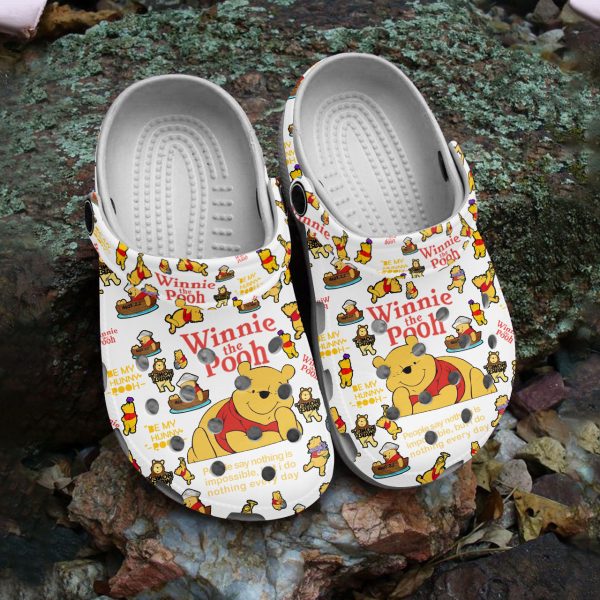GMP22083014 mockup, Unisex White Winnie The Pooh Crocs Available For Adult And Kids, Adult, Classic, Kids, Unisex, White