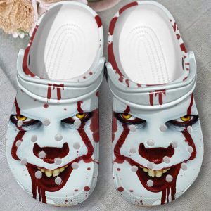 GTT0607105ch-ads-2-600×600-1.jpg, Perfect Your Halloween With Our Grey Unisex Horror Pennywise Face Crocs, Comfortable For Outdoor Activity, Grey, Unisex