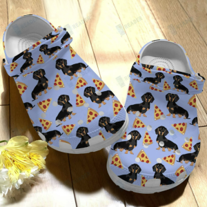 Capture.PNG 3, Lightweight Non-slip And Breathable Dachshund With Yummy Pizza Pattern Crocs, Perfect for Outdoor Play!, Breathable, Non-slip