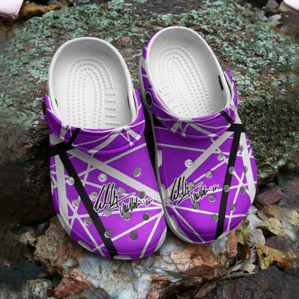 GAB0404206ch ads 5, Adult Unisex And Safety EVH Pattern On The Purple Crocs, Quick Delivery Available!, Adult, Purple, Safety, Unisex