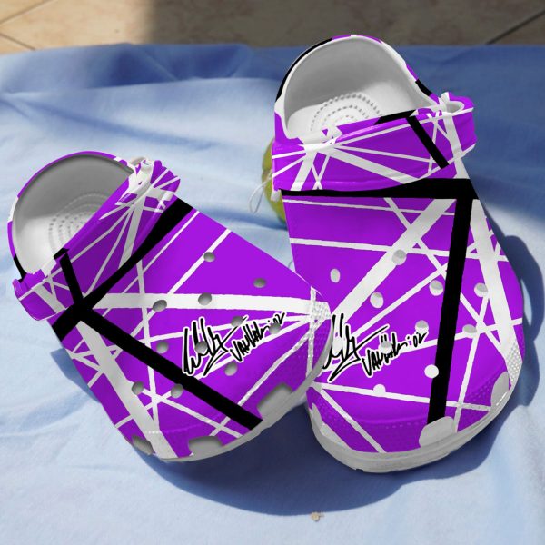 GAB0404206ch chay ads 1, Adult Unisex And Safety EVH Pattern On The Purple Crocs, Quick Delivery Available!, Adult, Purple, Safety, Unisex