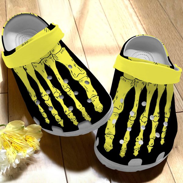 GAB0409110ch 1, Unisex Yellow Skeleton Clogs, Classic Comfort Adult Crocs, Perfect For Outdoor Activities, Adult, Classic, Comfort, Outdoor, Unisex, Yellow