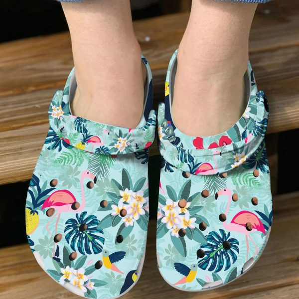 GAB1905105 3, Rock Your Summer With Lightweight Non-slip And Breathable Tropical Flamingo Crocs, Breathable, Non-slip