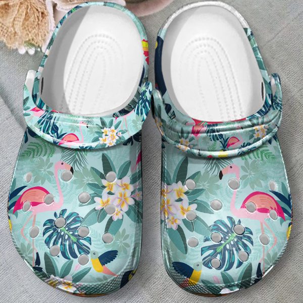 GAB1905105 6, Rock Your Summer With Lightweight Non-slip And Breathable Tropical Flamingo Crocs, Breathable, Non-slip