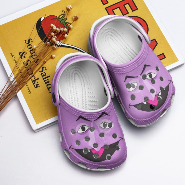 GAD0401209 Count von Count ads5, Exclusive Design Of Crocs The Muppet Count Von Count Purple Clogs, Creative Idea For Daily Footwear, Adult, Exclusive, Kids, Purple