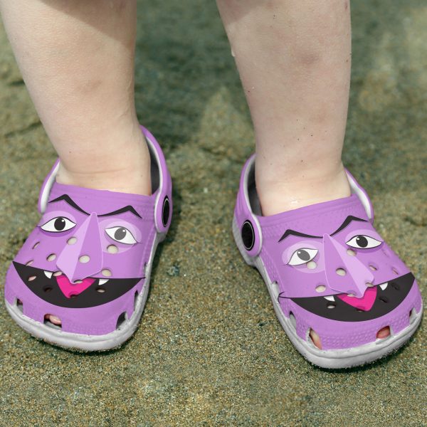 GAD0401209 Count von Count ads8, Exclusive Design Of Crocs The Muppet Count Von Count Purple Clogs, Creative Idea For Daily Footwear, Adult, Exclusive, Kids, Purple