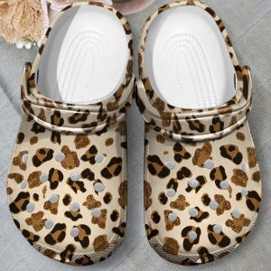 GAD0410103 ads2, Comfortable Crocs Shinning Leopard Pattern Clogs, Lightweight And Safe Flip Flops For Kids And Adults, Adult, Comfortable, Kids