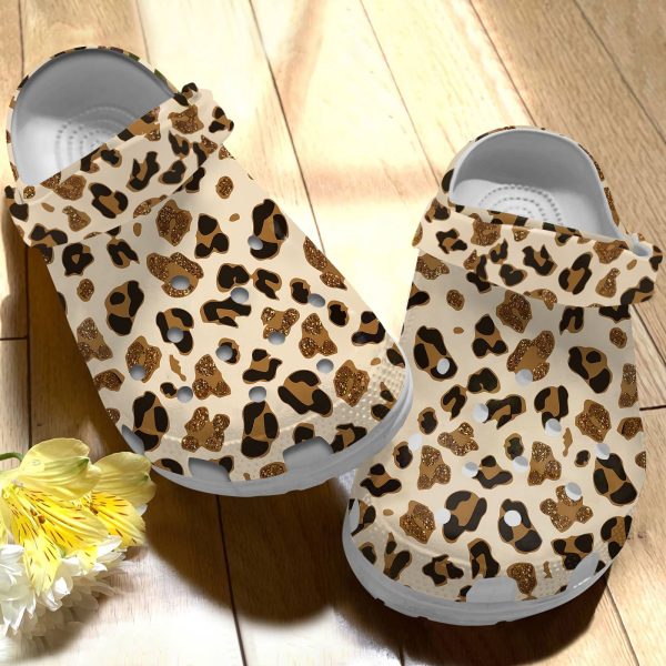 GAD0410103 ads3, Comfortable Crocs Shinning Leopard Pattern Clogs, Lightweight And Safe Flip Flops For Kids And Adults, Adult, Comfortable, Kids