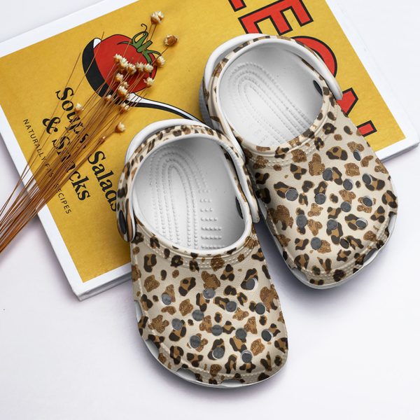 GAD0410103 ads5, Comfortable Crocs Shinning Leopard Pattern Clogs, Lightweight And Safe Flip Flops For Kids And Adults, Adult, Comfortable, Kids