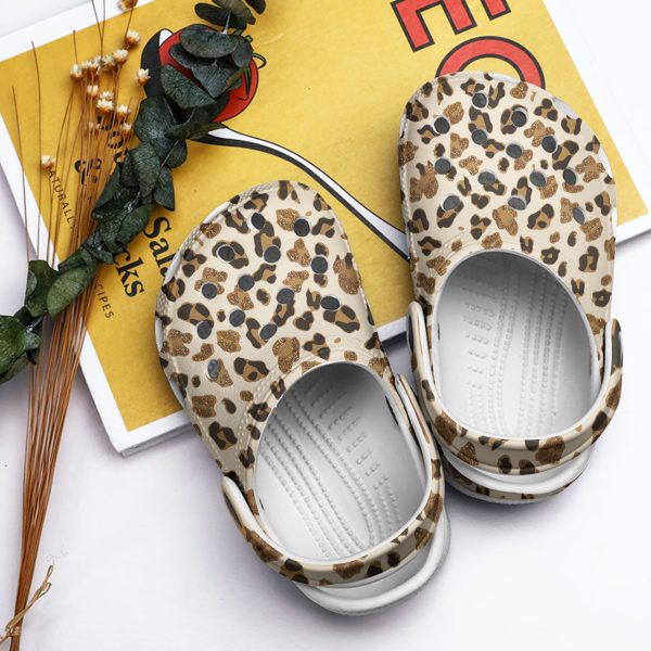 GAD0410103 ads6, Comfortable Crocs Shinning Leopard Pattern Clogs, Lightweight And Safe Flip Flops For Kids And Adults, Adult, Comfortable, Kids