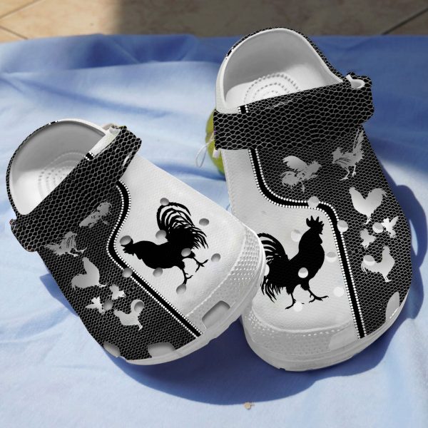 GAD2407111 ads1, Special Classic And Non-slip Mexican Rooster Black And White Crocs, Perfect For Outdoor Play!, Classic, Non-slip, Special