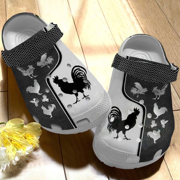 GAD2407111 ads5, Special Classic And Non-slip Mexican Rooster Black And White Crocs, Perfect For Outdoor Play!, Classic, Non-slip, Special