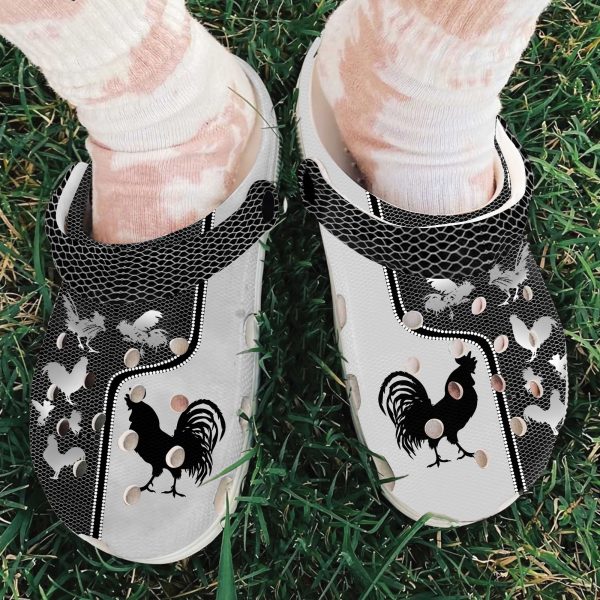 GAD2407111 ads6, Special Classic And Non-slip Mexican Rooster Black And White Crocs, Perfect For Outdoor Play!, Classic, Non-slip, Special