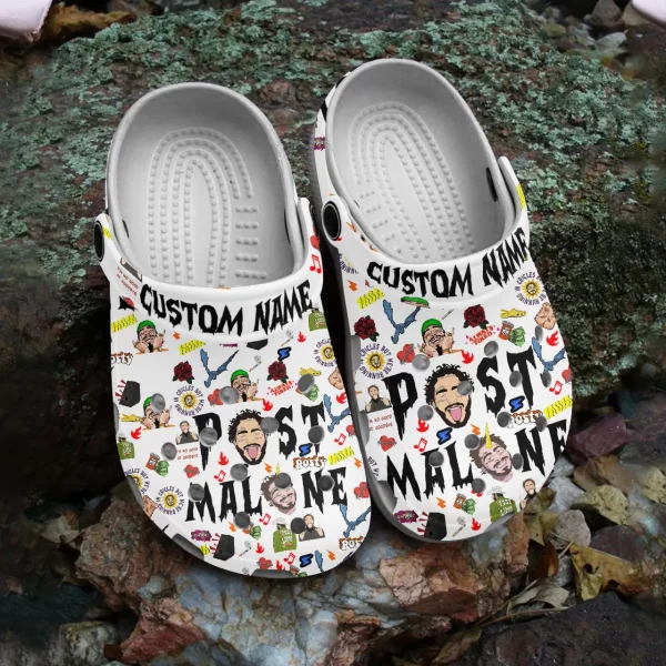 GAL1507306.jpg 1 jpg, Durable Breathable And Water-Resistant Post Malone Music With Custom Name On The White Crocs, Fast Shipping!, Breathable, Durable, Water-Resistant, White