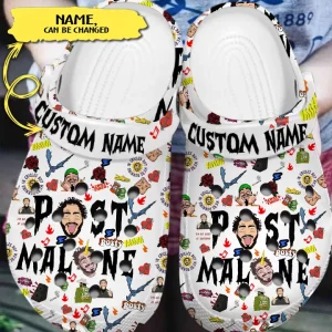 GAL1507306.jpg 3 jpg, Durable Breathable And Water-Resistant Post Malone Music With Custom Name On The White Crocs, Fast Shipping!, Breathable, Durable, Water-Resistant, White