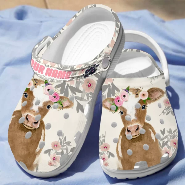 GAP2908303 mockup 04 jpg, Water-proof Farm Floral Daily Cattle Customized Crocs, Water-proof