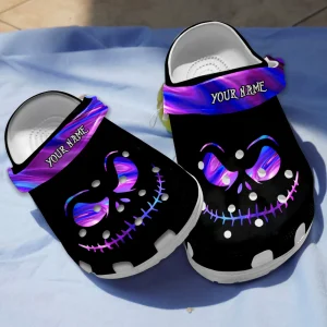 GAS1507302 1 jpg, Christmas Nightmare Daydream, Breathable And Special Purple And Blue On The Black Crocs For You, Quick Delivery Available!, Black, Blue, Breathable, Purple