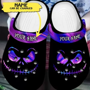 GAS1507302 ADD jpg, Christmas Nightmare Daydream, Breathable And Special Purple And Blue On The Black Crocs For You, Quick Delivery Available!, Black, Blue, Breathable, Purple