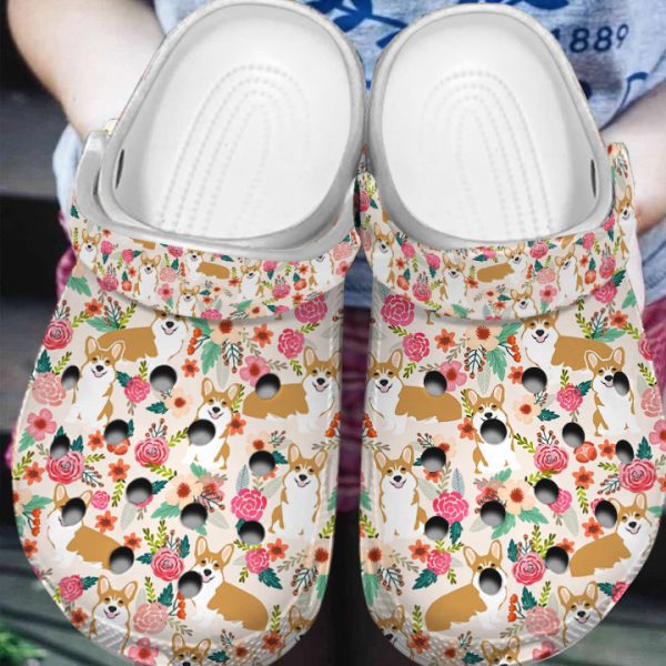 GAT0306102ch ads 2, Make Your Life Colorful, Safety And Good-looking Floral Corgy Crocs, Fast Shipping!, Colorful, Good-looking, Safety