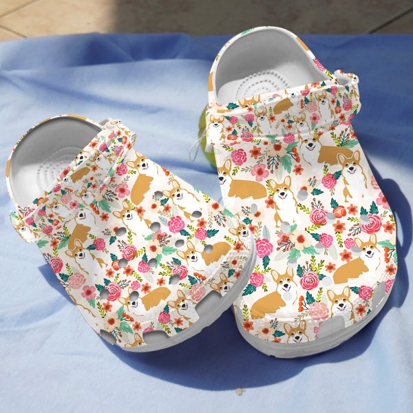 GAT0306102ch ads 7, Make Your Life Colorful, Safety And Good-looking Floral Corgy Crocs, Fast Shipping!, Colorful, Good-looking, Safety