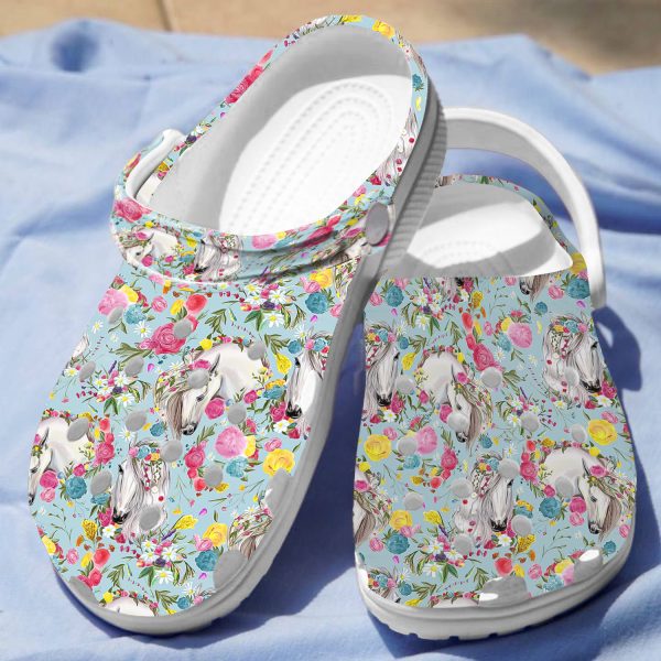 GAT1207109ch ads 3, Limited And White Horse Floral Crocs, Order Now For A Special Discount, Special, White