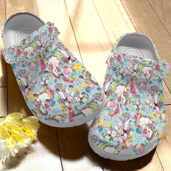 GAT1207109ch ads 4, Limited And White Horse Floral Crocs, Order Now For A Special Discount, Special, White