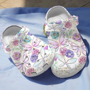 GAT2809104ch ads 1, Floral Beautiful Flower And Butterfly Crocs, Beautiful