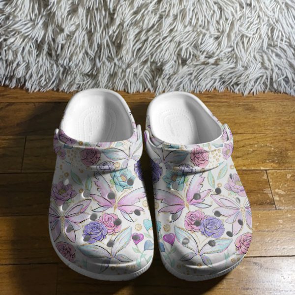 GAT2809104ch ads 10, Floral Beautiful Flower And Butterfly Crocs, Beautiful