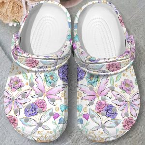 GAT2809104ch-ads-2.jpg, Floral Beautiful Flower And Butterfly Crocs, Beautiful