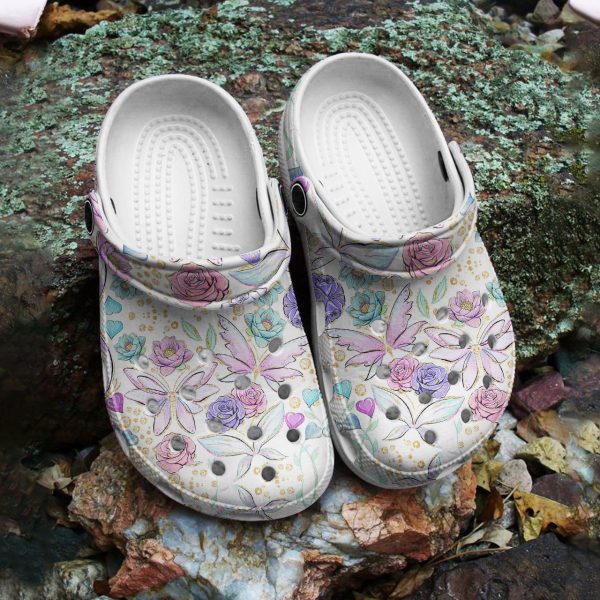 GAT2809104ch ads 4, Floral Beautiful Flower And Butterfly Crocs, Beautiful