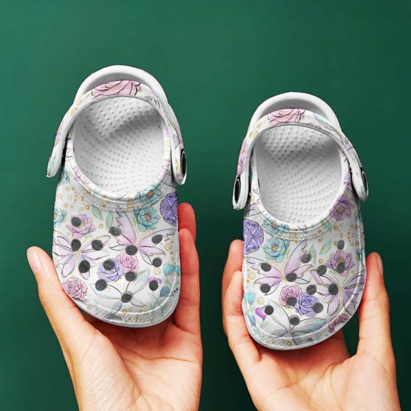 GAT2809104ch ads 7, Floral Beautiful Flower And Butterfly Crocs, Beautiful