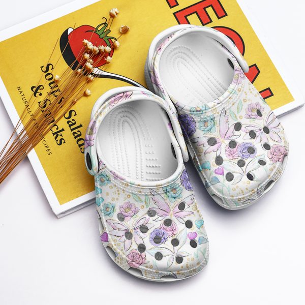 GAT2809104ch ads 8, Floral Beautiful Flower And Butterfly Crocs, Beautiful