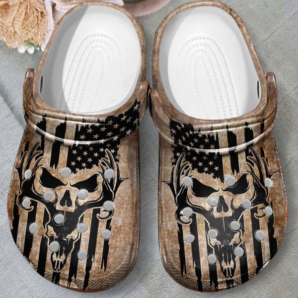 GAU1301201ch ads 2, Perfect for Men, Stylish And Cool American Deer Hunting Skull Crocs, Quick Delivery Available!, Cool, Men, Stylish