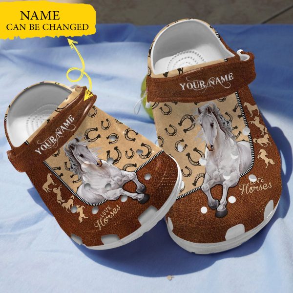 GAU1502210custom ads 1, Personalized and Good-Looking White Horse Crocs, Shop Now For The Best Price, Good-looking, Personalized, White