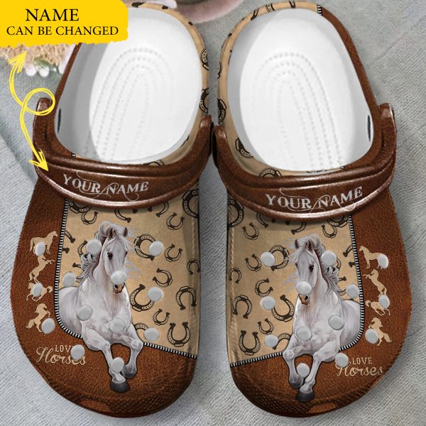 GAU1502210custom ads 2, Personalized and Good-Looking White Horse Crocs, Shop Now For The Best Price, Good-looking, Personalized, White