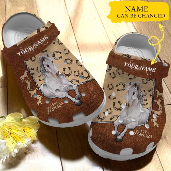 GAU1502210custom ads 3, Personalized and Good-Looking White Horse Crocs, Shop Now For The Best Price, Good-looking, Personalized, White