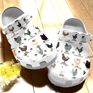GAU1903101 ADS, Breathable Lightweight And Non-slip Chicken Breeds Collection On The White Crocs, Order Now for a Special Discount!, Breathable, Non-slip, White