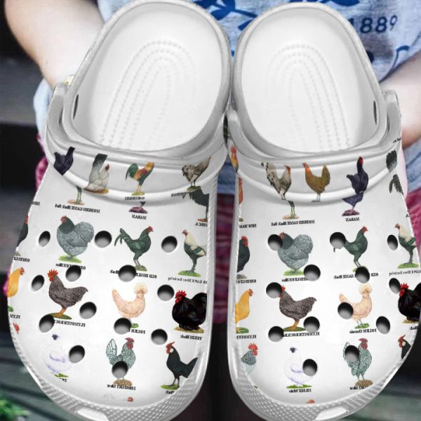 GAU1903101 ADS1, Breathable Lightweight And Non-slip Chicken Breeds Collection On The White Crocs, Order Now for a Special Discount!, Breathable, Non-slip, White