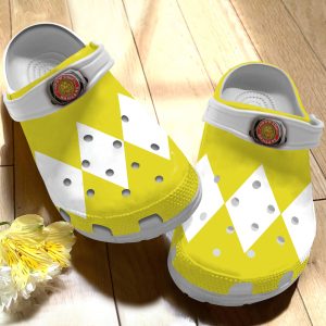 GAY0304117 ads2, Exclusive Design Of Power Ranger Yellow And White Crocs, Convenience And Safe For Outdoor Play, Exclusive, Outdoor, White, Yellow