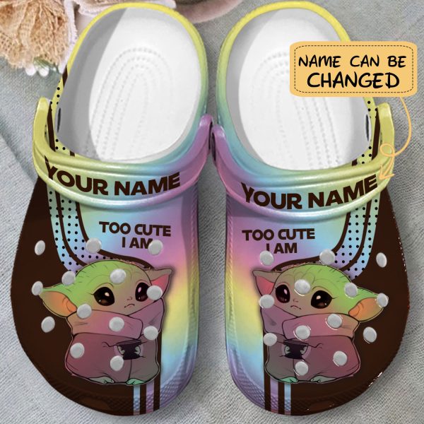 GAY17022013ch ads1, Personalized Too Cute Am I Baby Yoda Star Wars Crocs, Cute, Personalized
