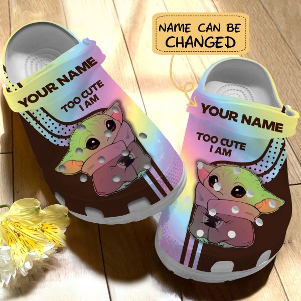 GAY17022013ch ads3, Personalized Too Cute Am I Baby Yoda Star Wars Crocs, Cute, Personalized