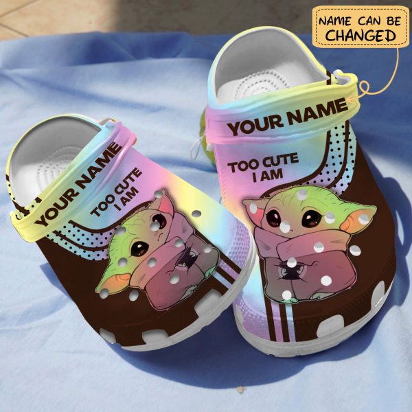 GAY17022013ch chay ads, Personalized Too Cute Am I Baby Yoda Star Wars Crocs, Cute, Personalized