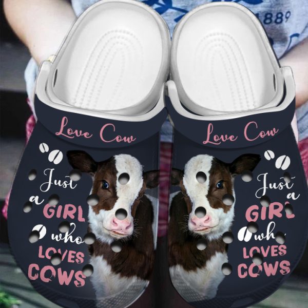 GAY2604103 ads2, Amazing 3d Printed Just A Girl Who Loves Cows Crocs, 3d Printed