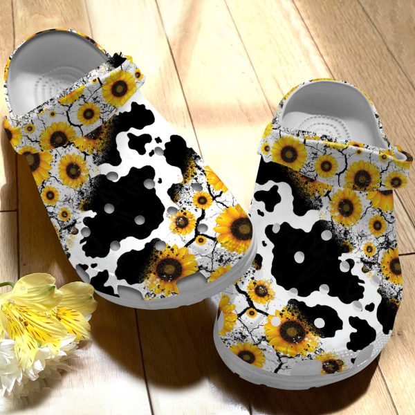 GCB2804206ch 2, Cow Sunflowers Crocs and Breathable Crocs For Adult, Adult, Breathable