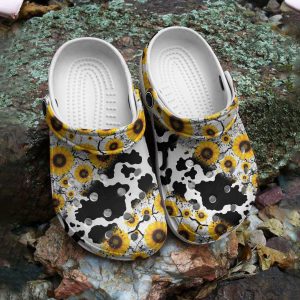 GCB2804206ch 3, Cow Sunflowers Crocs and Breathable Crocs For Adult, Adult, Breathable